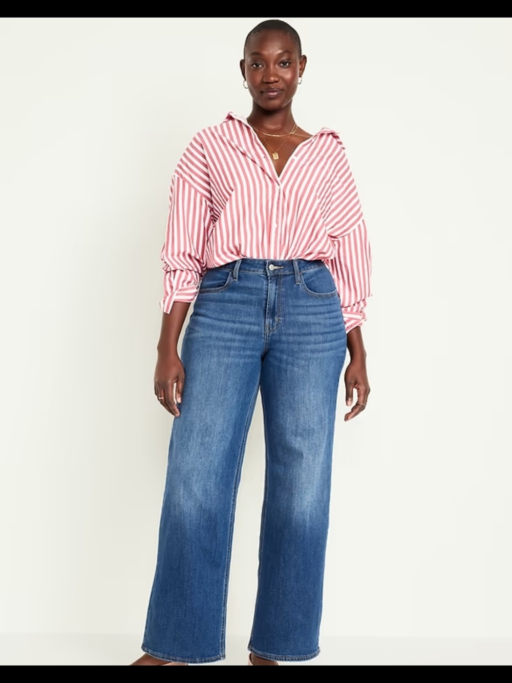 Old Navy Women's Medium Blue Wide Leg High Rise Jeans-Medium Wash Color Size 16